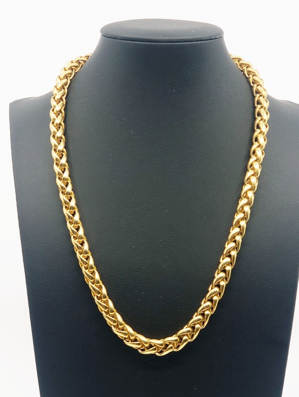 Vintage 80s Authentic Givenchy Woven Wheat Thick Gold Plated Chain Necklace